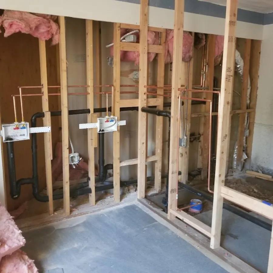 Copper pipe rough-in and plumbing installation in Lawrence